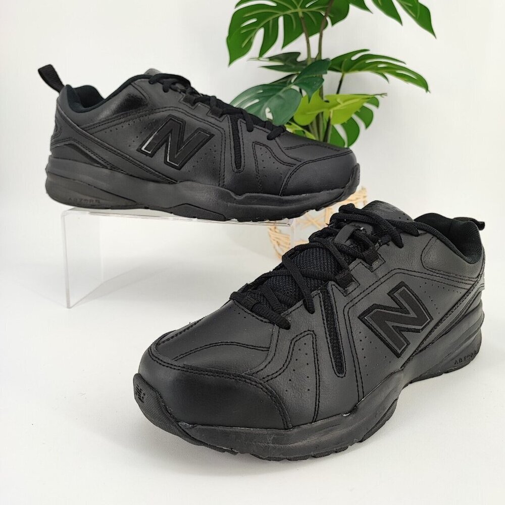 New Balance Men's 608 v5 Slip Resist Walking Black Leather Sneakers Size 10.5US
